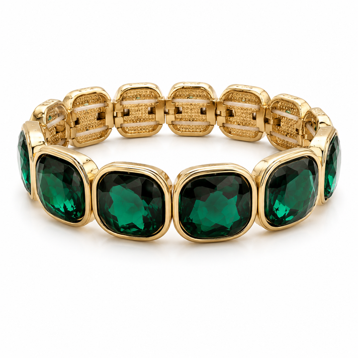 Green Chunky Square Bling Bracelet