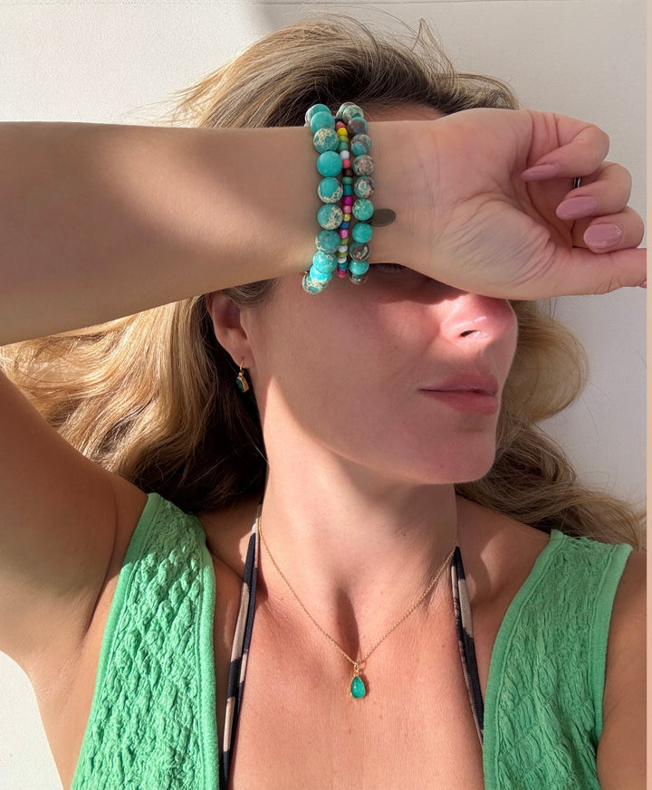 Dainty Green Druzy Stone Necklace