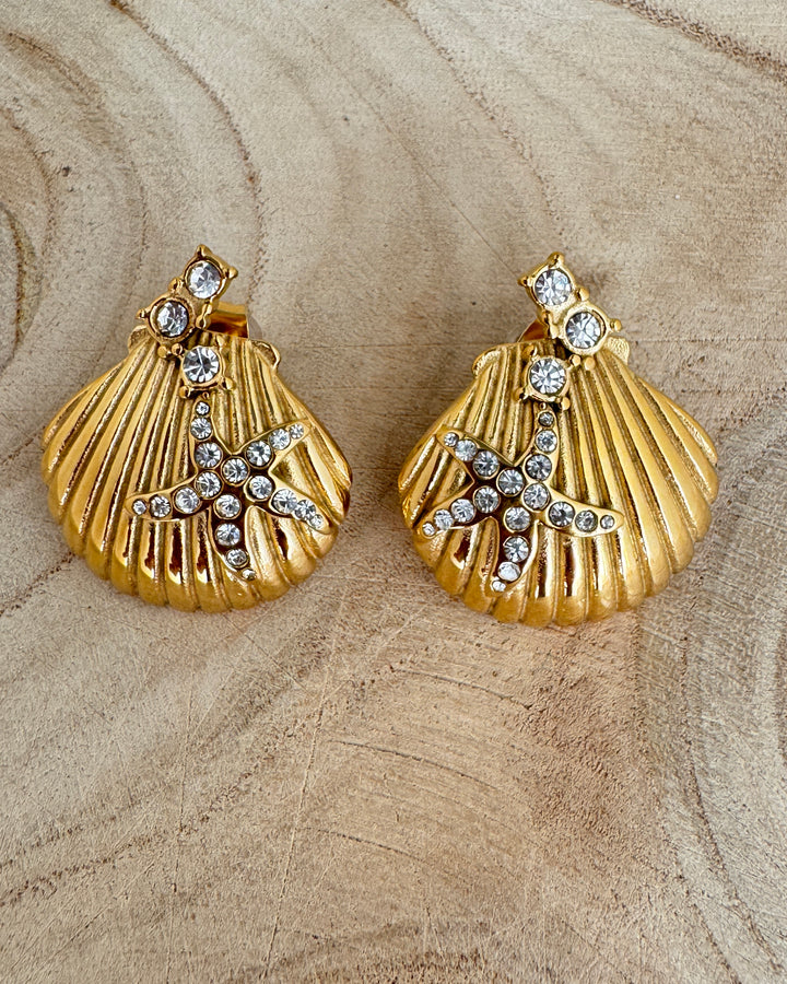 The Bling Scallop Shell Earrings