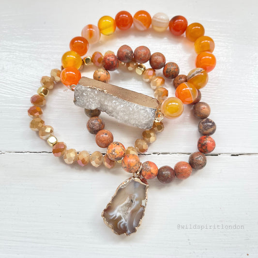 Butternut Set of 3 Natural Stone Bracelets