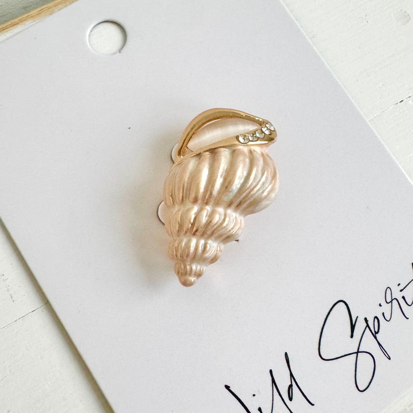 Mini Blush Conch Shell Brooch