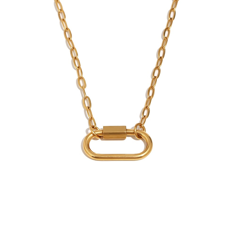 a gold chain with a lock on it