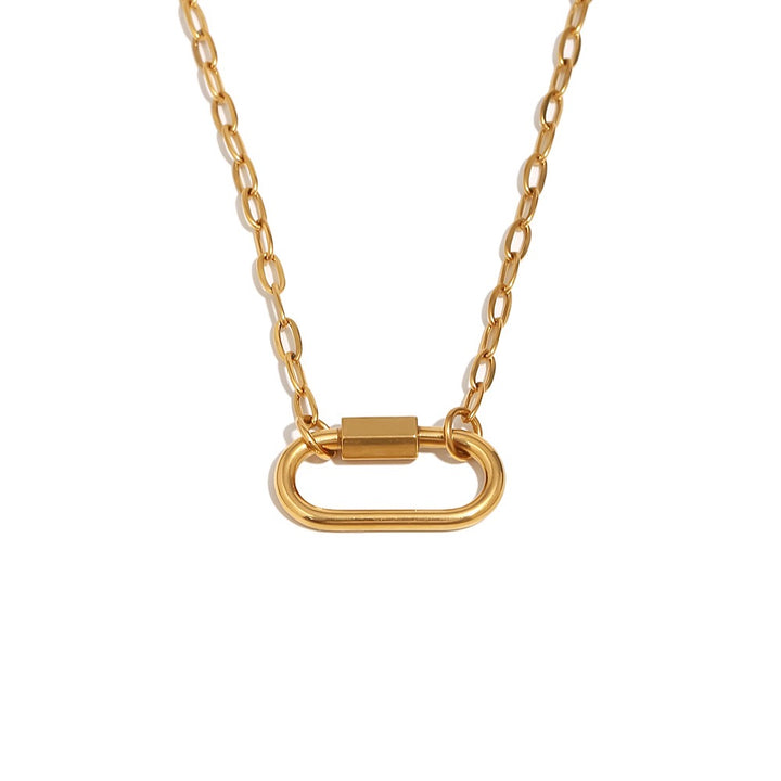 a gold chain with a lock on it