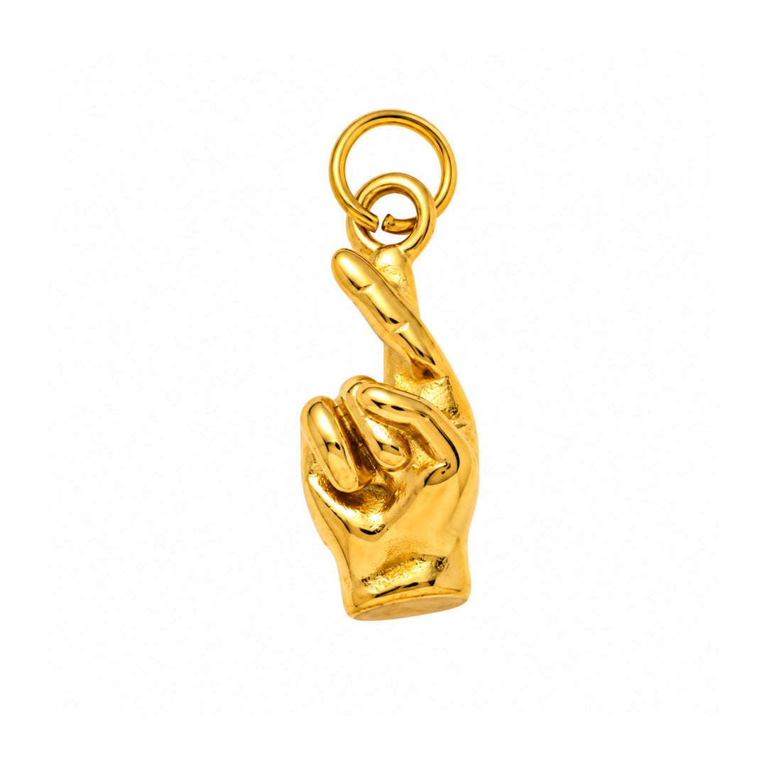 a gold hand with a ring
