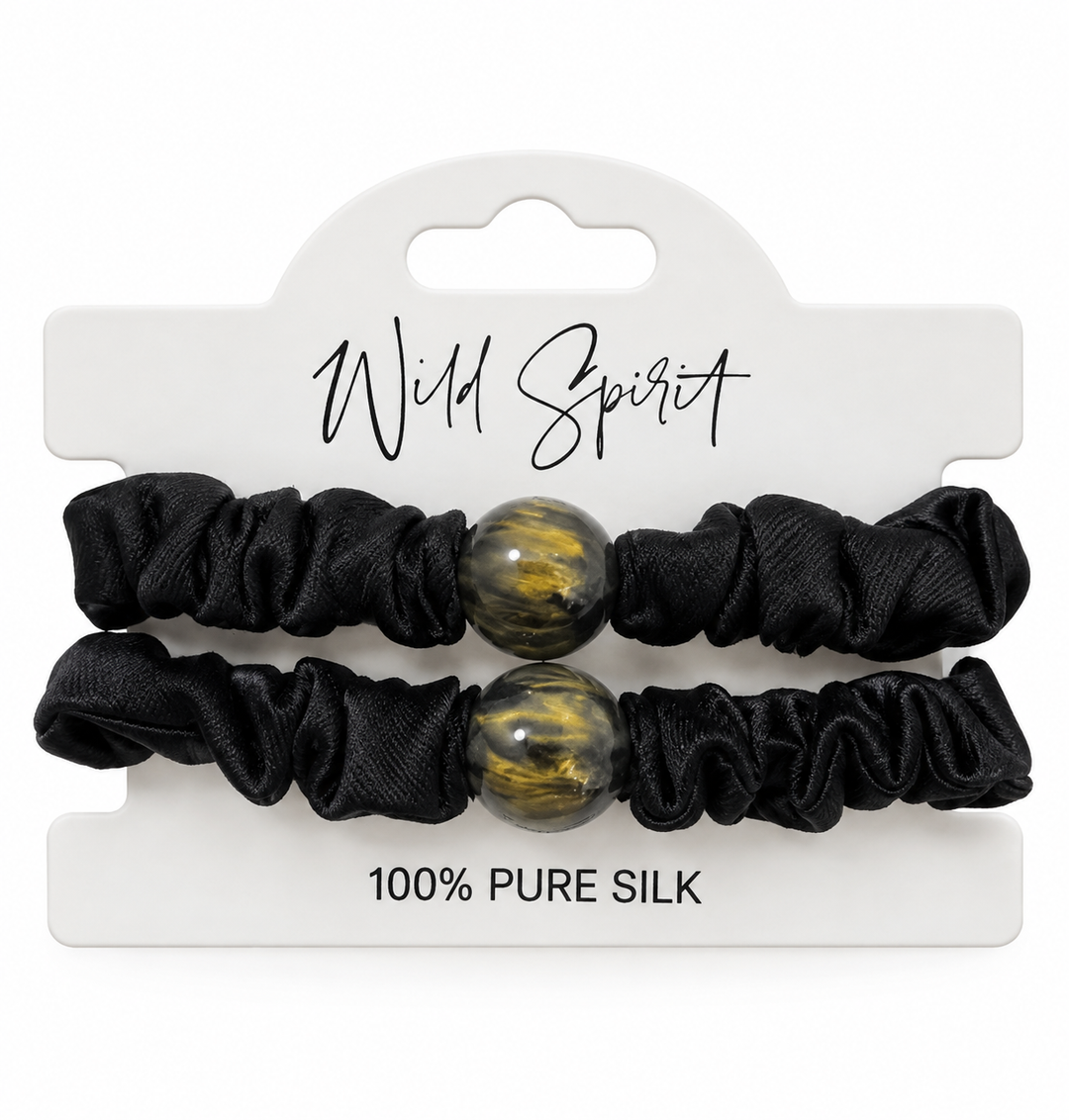 a pair of black elastic hair ties