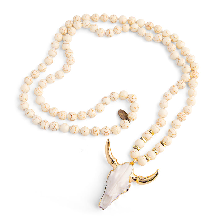 Cream Wildhorn Beaded Boho Necklace