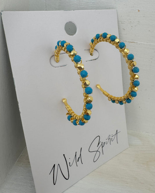 'Cosmic' Blue Hoop Boho Earrings