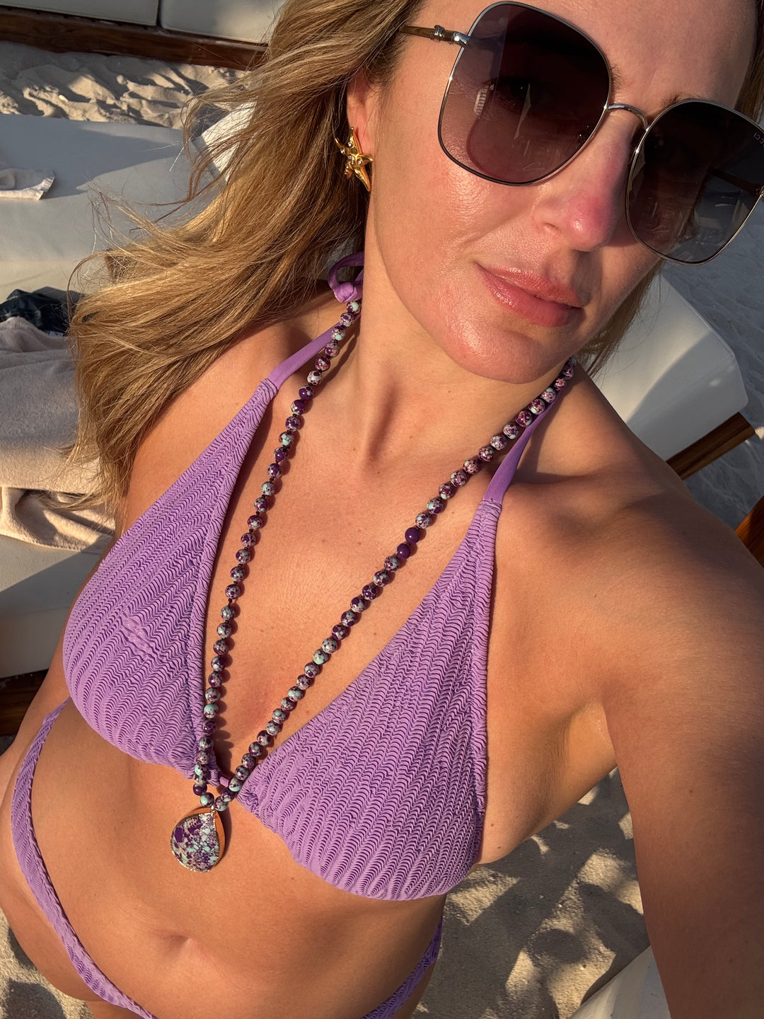 Purple & Turquoise Pendant Boho Necklace