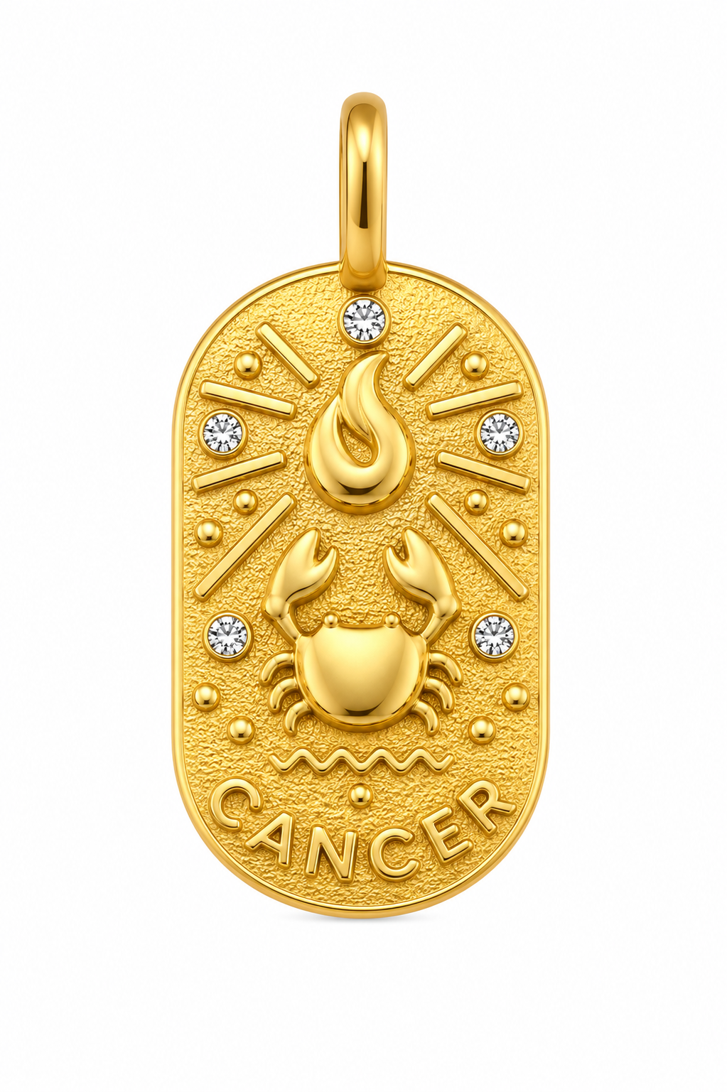 a gold pendant with a crab and diamonds