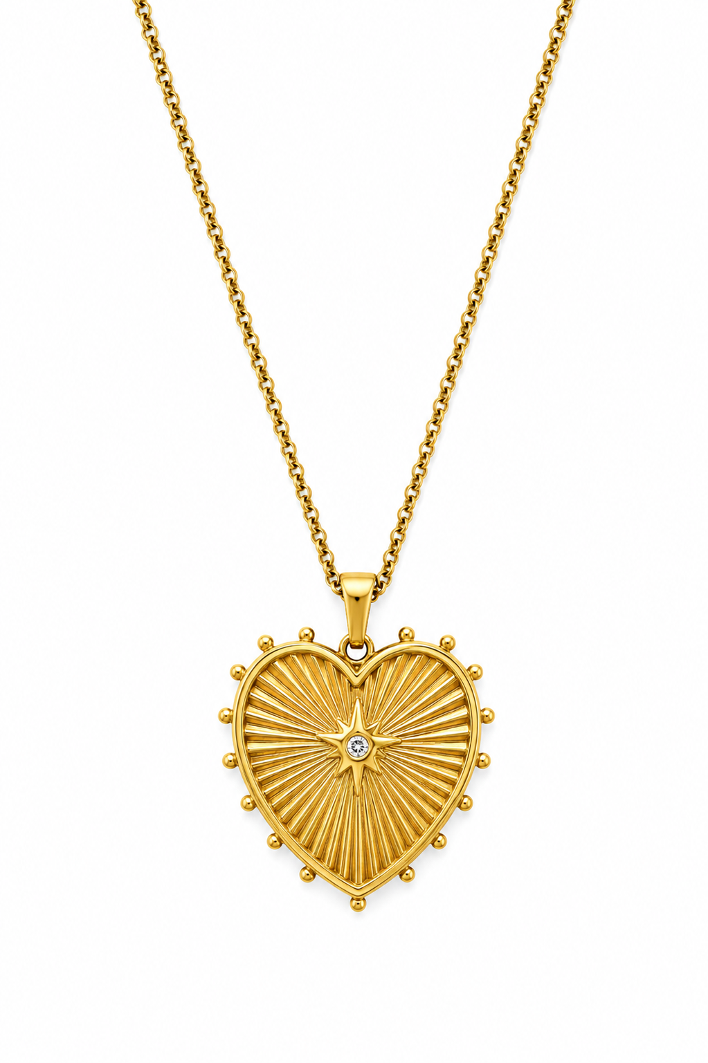 Gold Big Love Heart Necklace