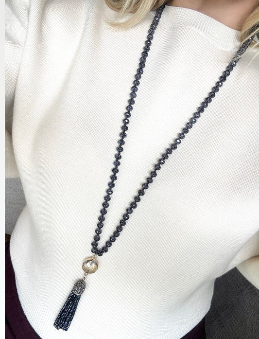 Navy Tassel Necklace