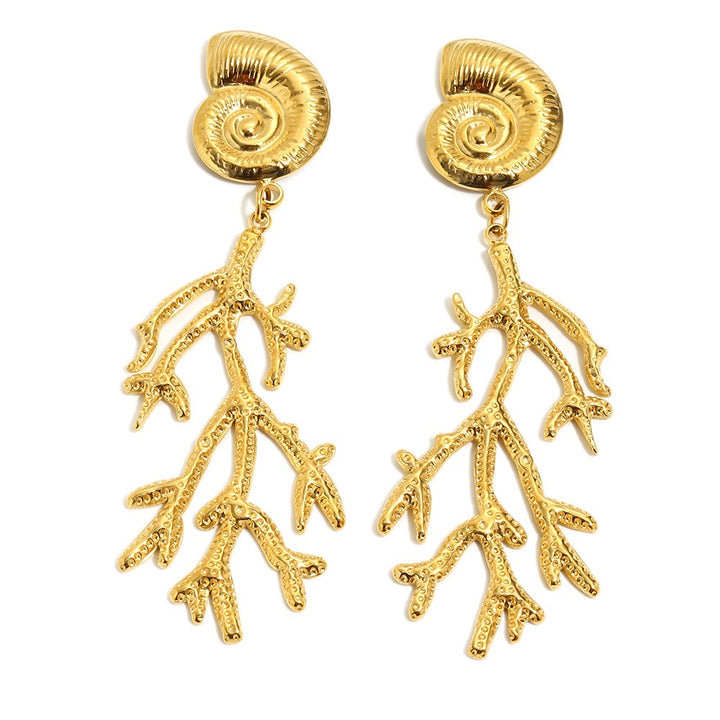 Coral Reef Gold Waterproof Earrings