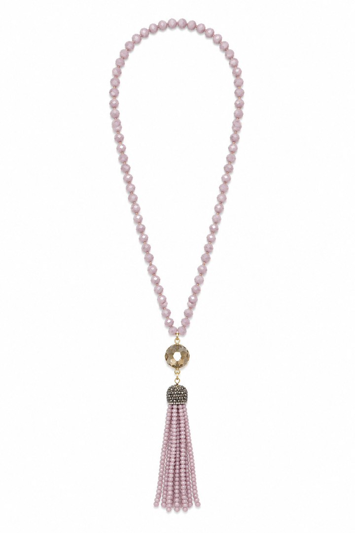 Lilac Tassel Beaded Necklace