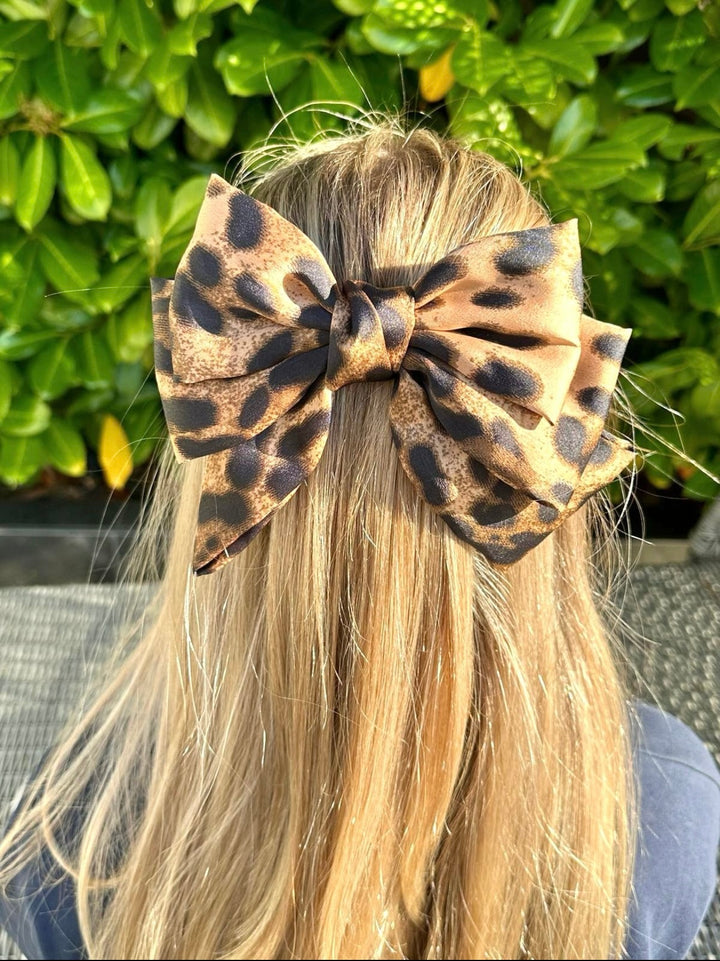 Brown Leopard Print Hair Bow