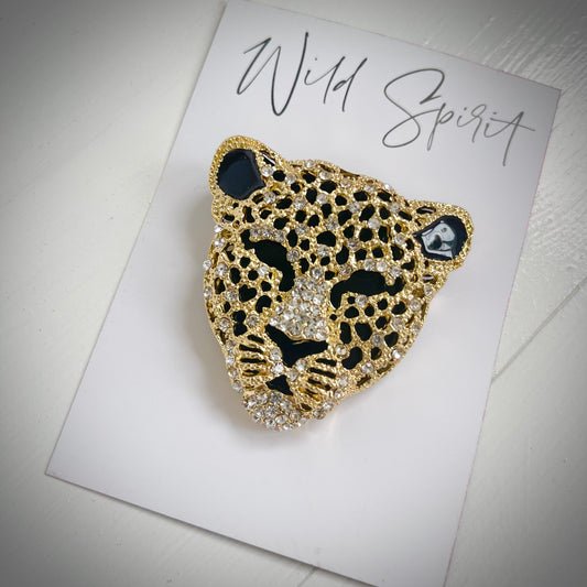 Big Gold Snow Leopard Brooch