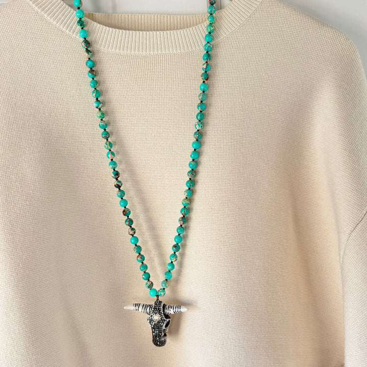 Bright Green Buffalo Pendant Necklace