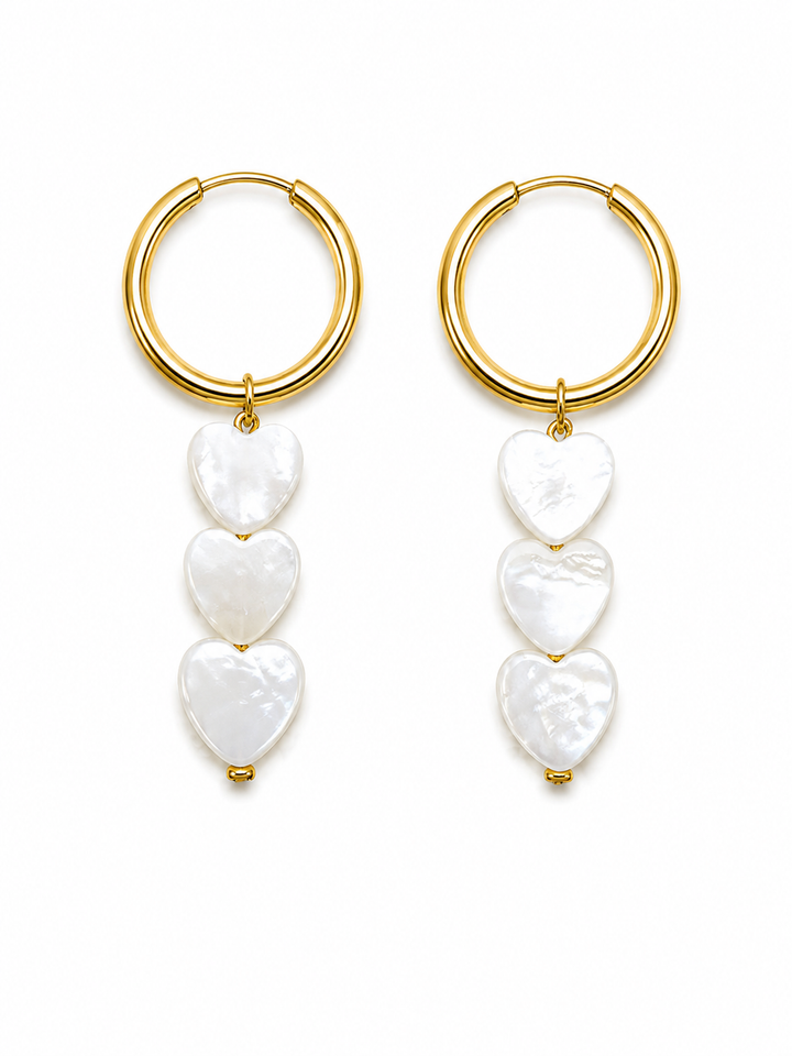 Amora White Shell Love Heart Earrings