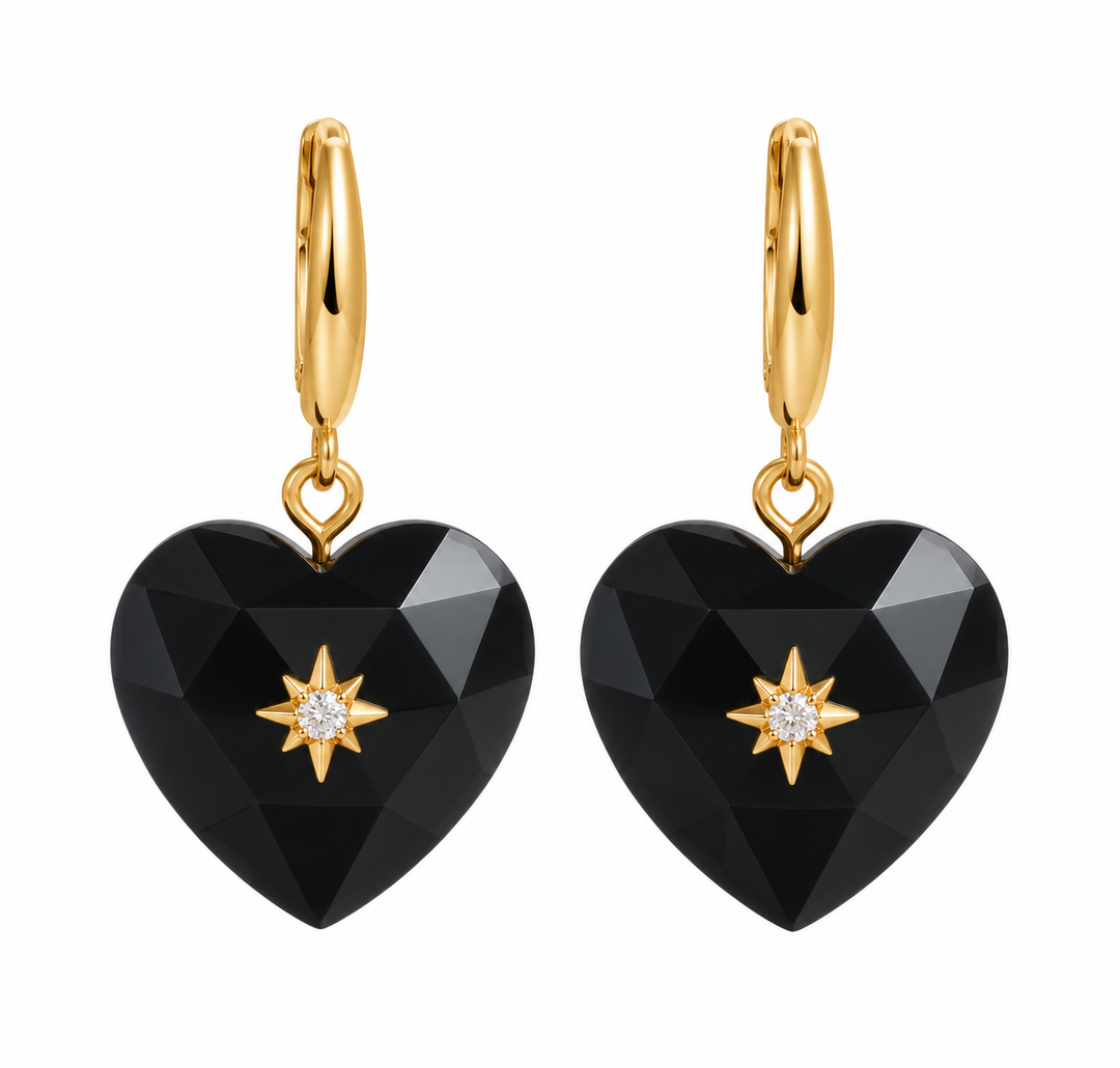 Black Obsidian Heart Earrings