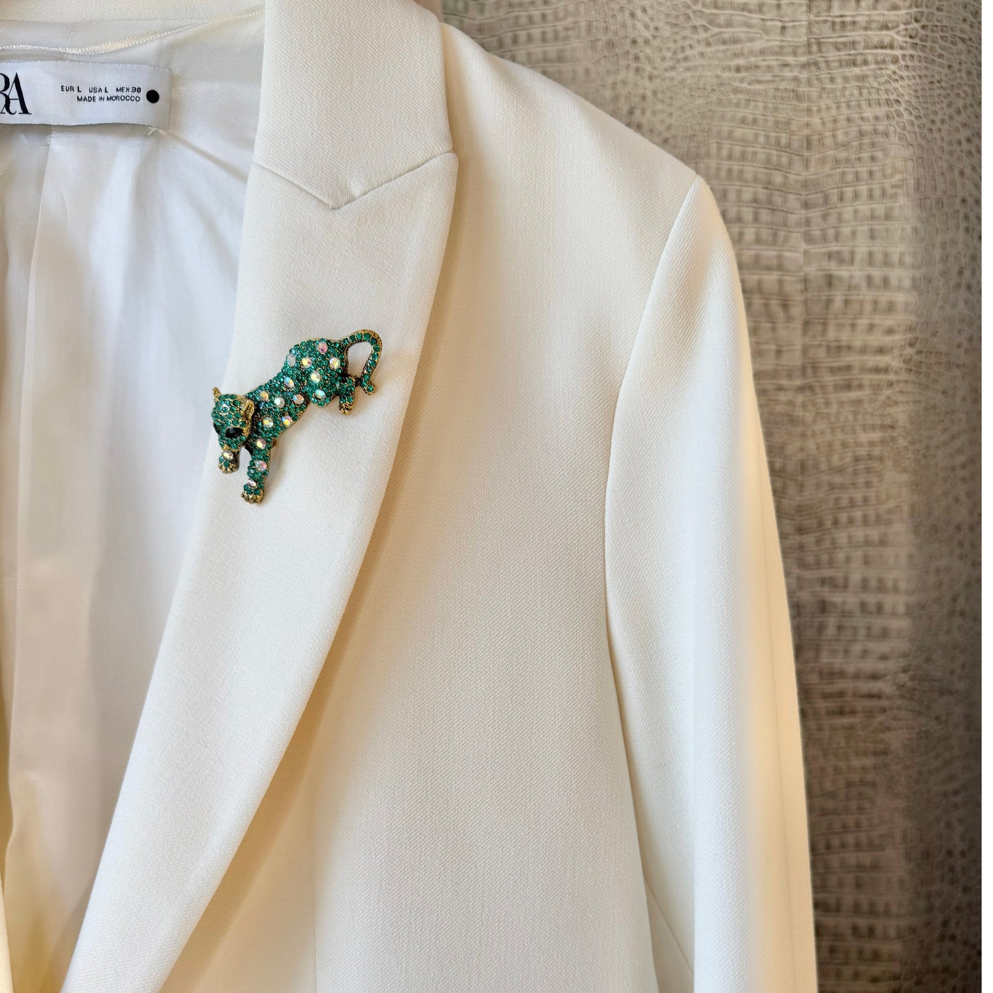 Teal Leopard Brooch