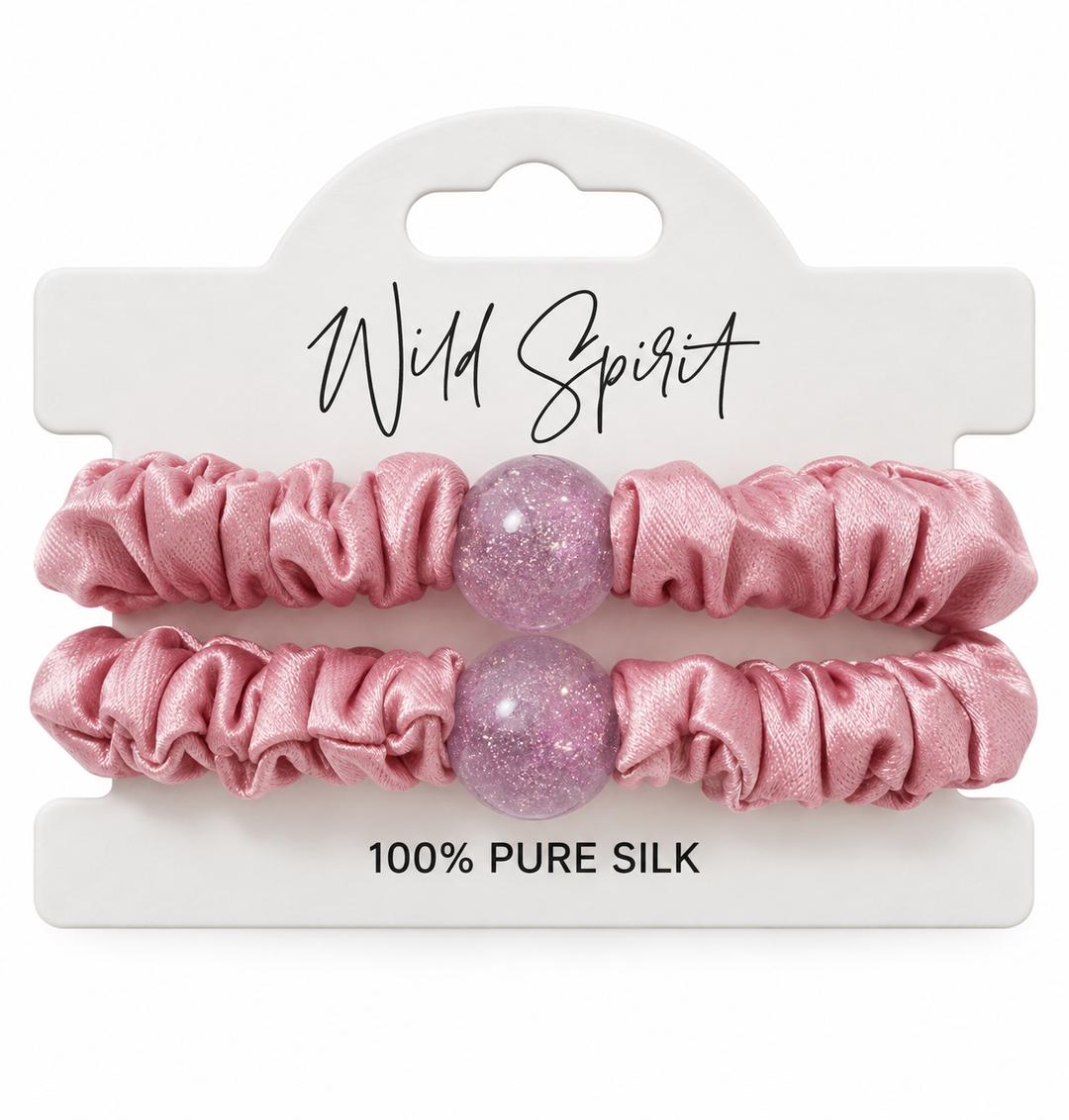 Pure Silk Hair Bobbles - Pink Slim