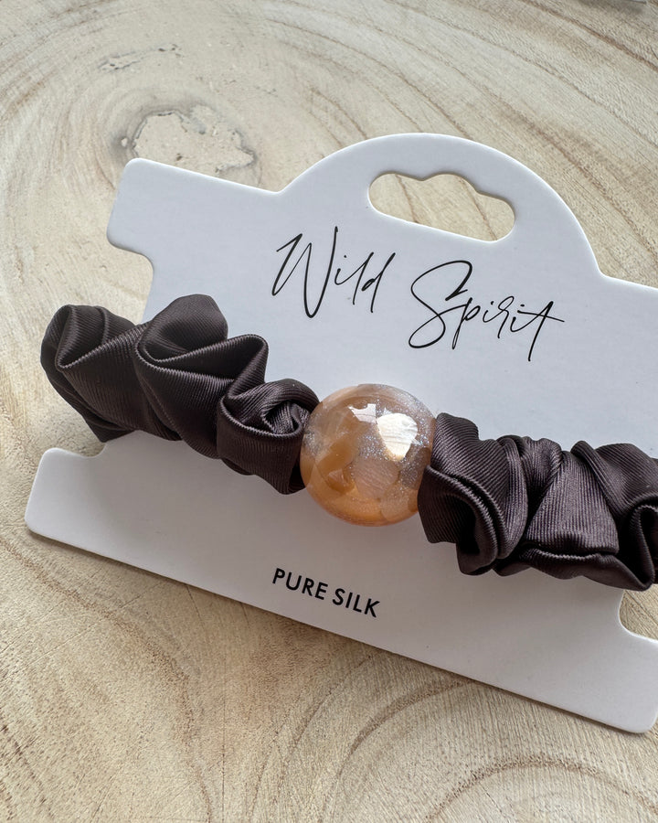 Brown Pure Silk Hair Bobble