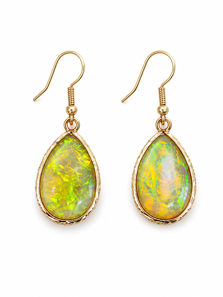 Yellow Opalescent Drop Earrings