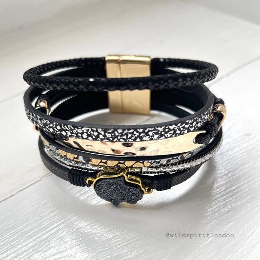 Black Mellow Boho Cuff Bracelet