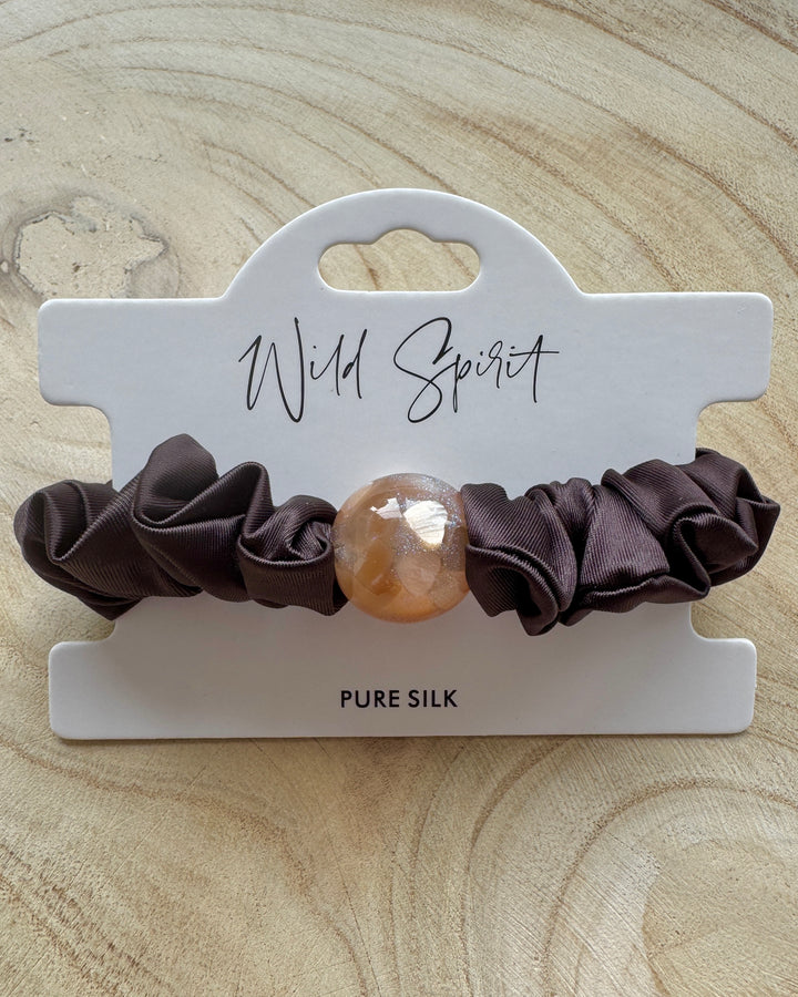 Brown Pure Silk Hair Bobble