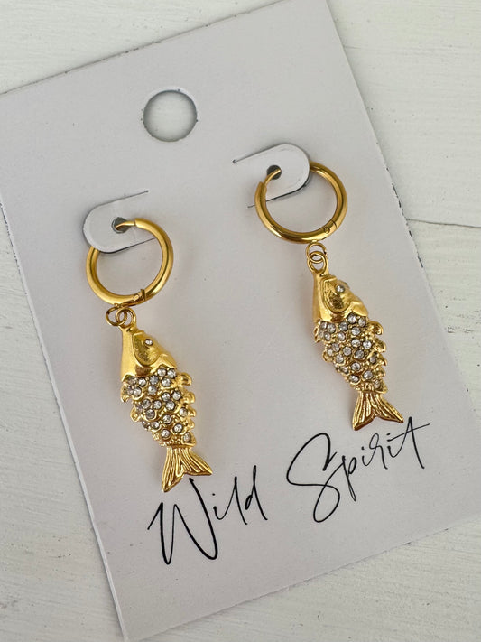 Waterproof Gold Plated Shimmerfish Earrings
