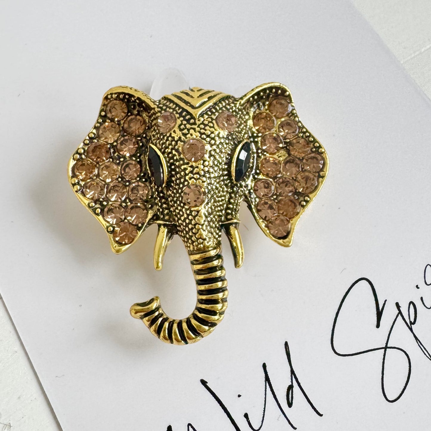 Gold Elephant Brooch