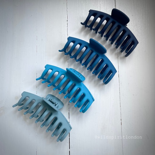 Pack of 4 Large Hair Claws - BLUES