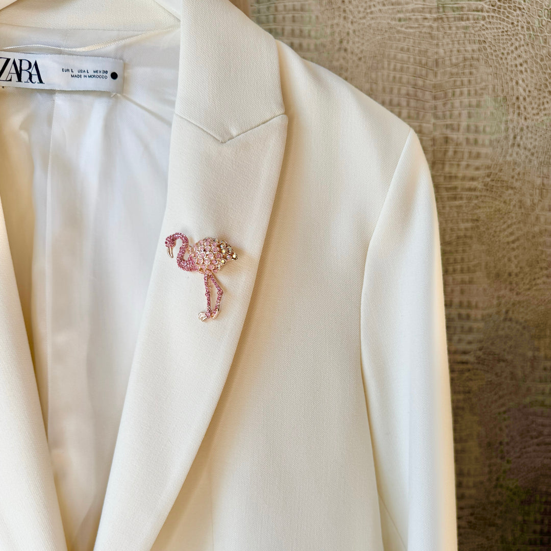 Pink Flamingo Crystal Brooch Pin