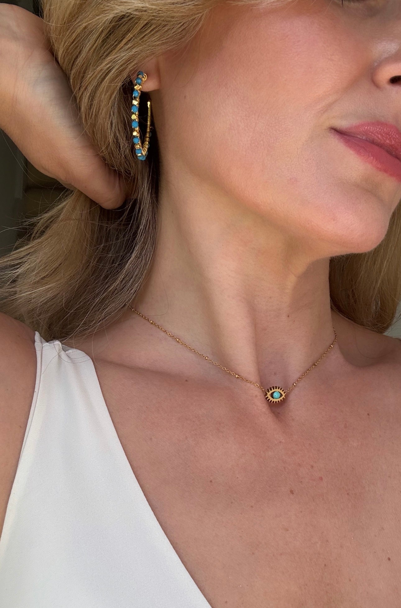 'Cosmic' Blue Hoop Boho Earrings