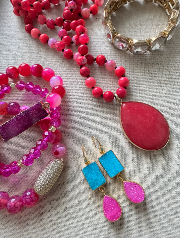 The ‘Savana’ Pink & Blue Druzy Earrings