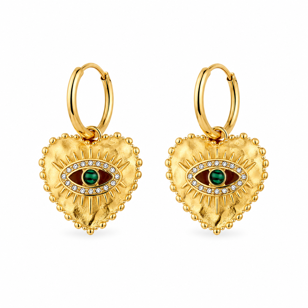 Green Evil Eye Earrings