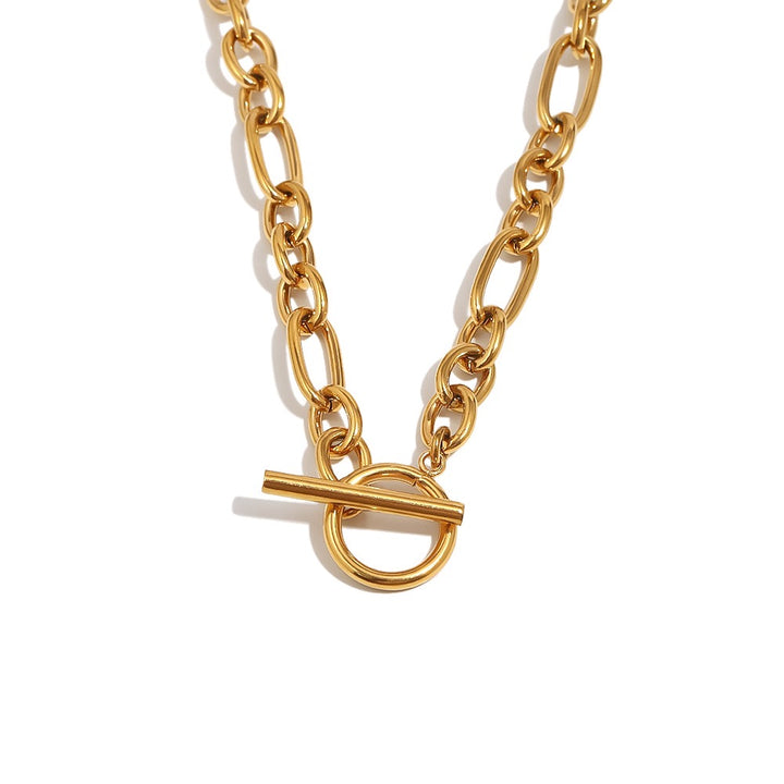 a gold chain with a toggle