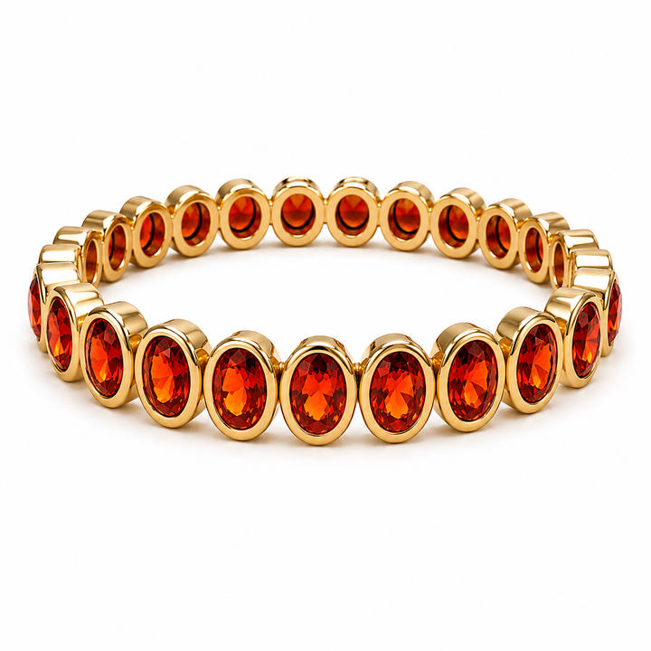 Orangey Red Crystal Oval Bling Bracelet