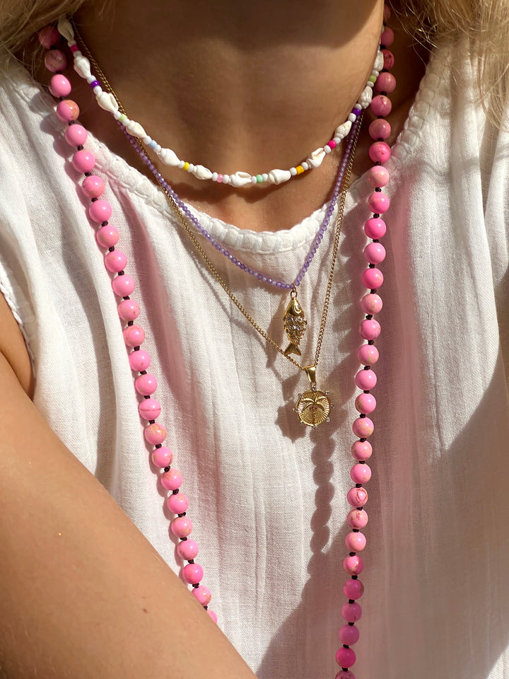 Lilac Shimmerfish Gold Plated Waterproof Necklace