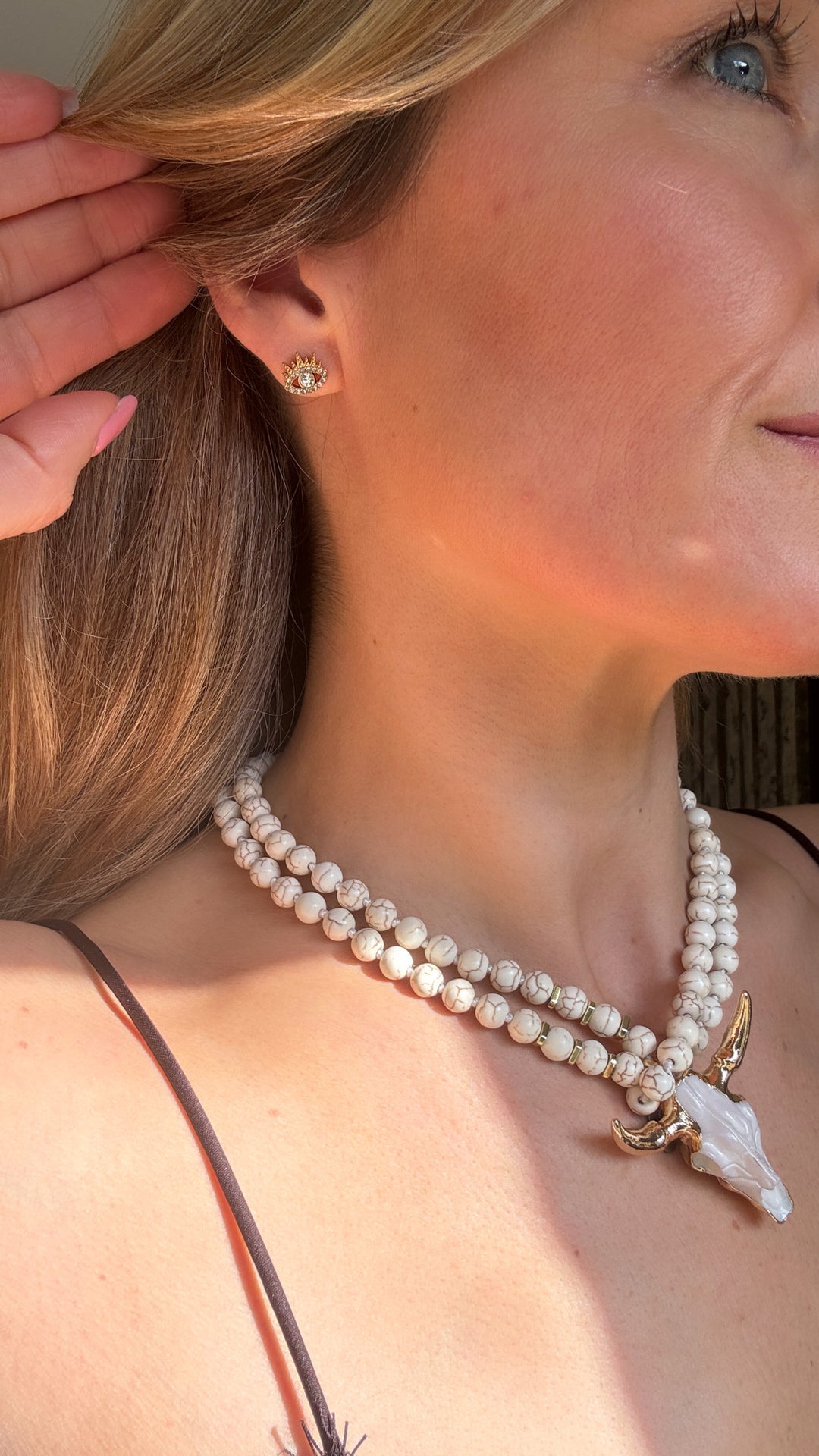 Evil Eye Sparkle Stud Earrings