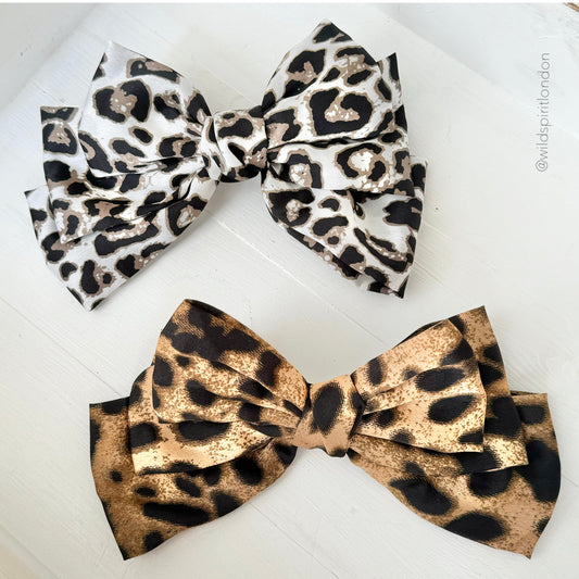 Leopard Hair Bow Slide