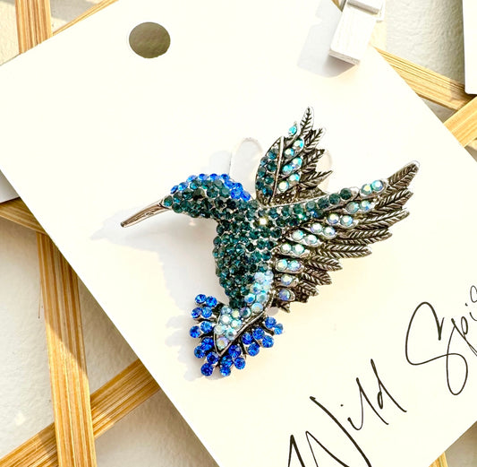 Navy Hummingbird Brooch