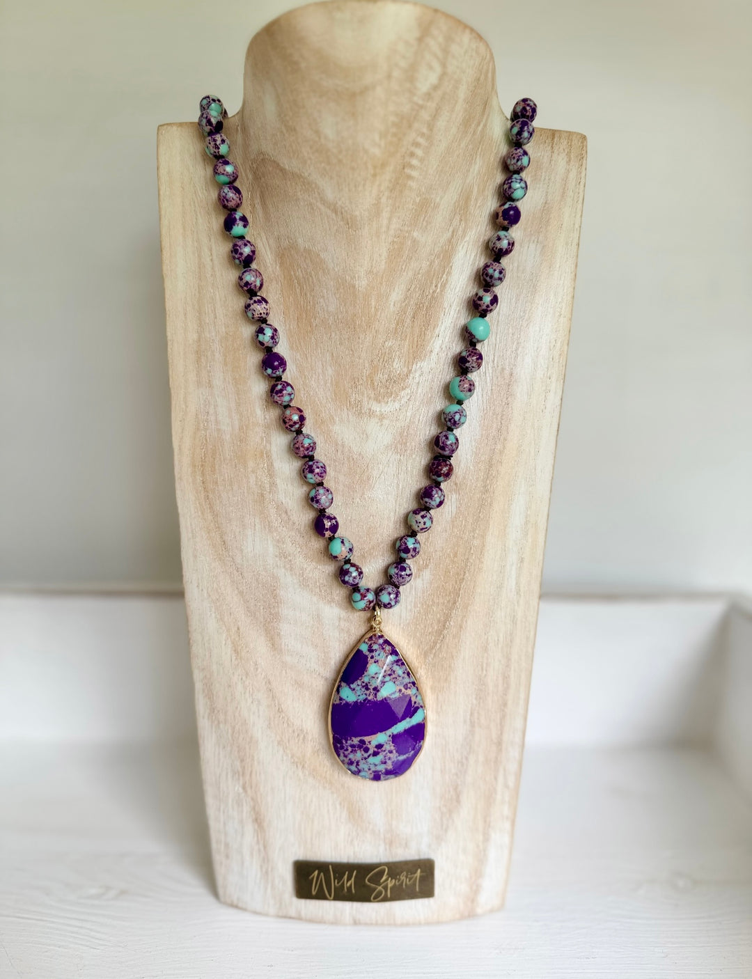 Purple & Turquoise Pendant Boho Necklace