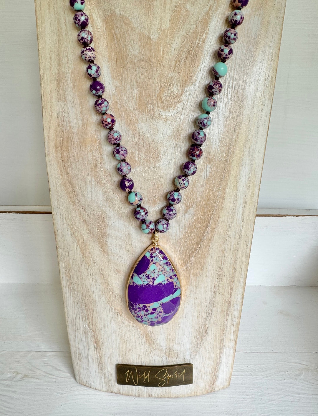 Purple & Turquoise Pendant Boho Necklace