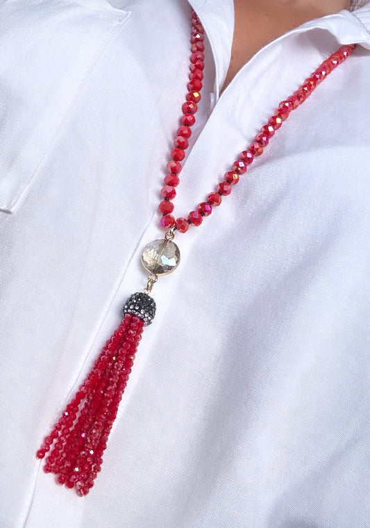 Coral Tassel Necklace