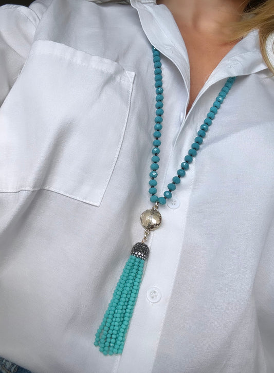 Blue Tassel Necklace