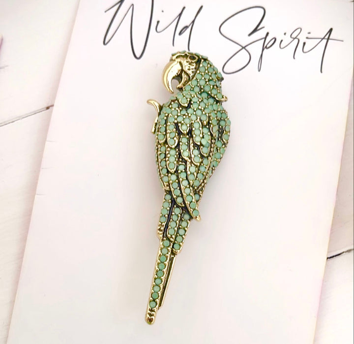 Green Parrot Brooch