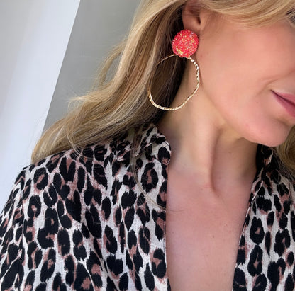 Coral Disco Hoops