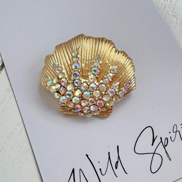 Gold Scallop Shell Brooch