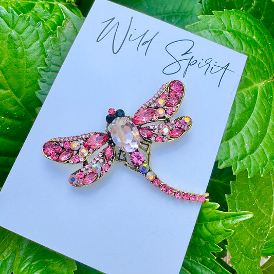 Mini Pink Dragonfly Brooch