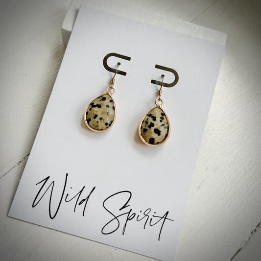 (Pre-Order arriving mid Sep) Dalmatian Olive Earrings